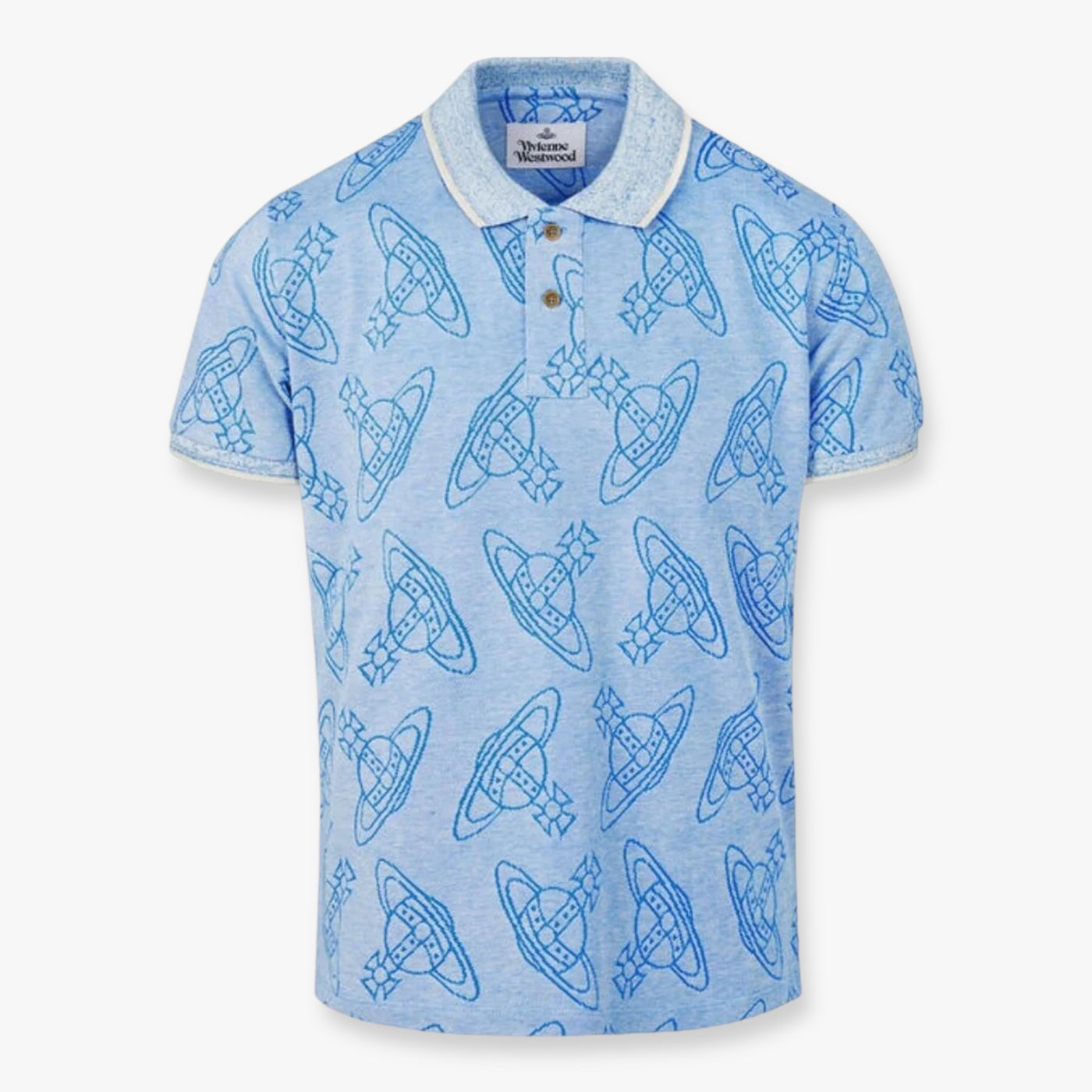 Vivienne Westwood Orb Logo Classic Polo Shirt - Cream/Blue